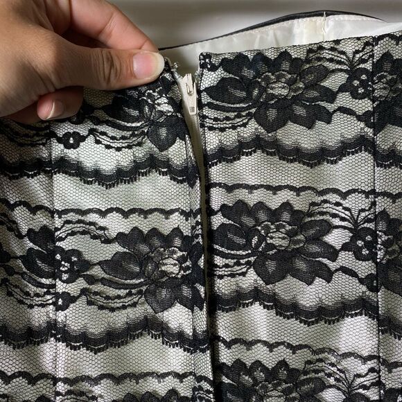 GUNNE SAX Jessica McClintock Strapless Floral Lace Overlay Prom Dress Sz 9 - Picture 8 of 13